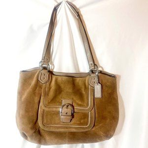 Coach Campbell Brown Suede Belle Carryall Handbag Shoulder Bag